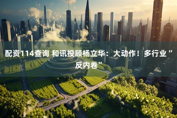 配资114查询 和讯投顾杨立华：大动作！多行业“反内卷”